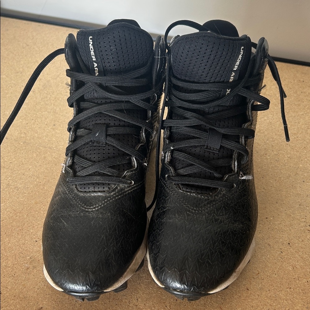 Under Armour Kids Black and White High-Top Cleat Sneakers - Picture 3 of 4